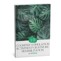 Book cover with green leaf design and text about cognitive stimulation activities for stroke rehabilitation