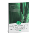 Book titled 'Cognitive Stimulation Activities for Moderate Dementia' by SG Rehab on a white background