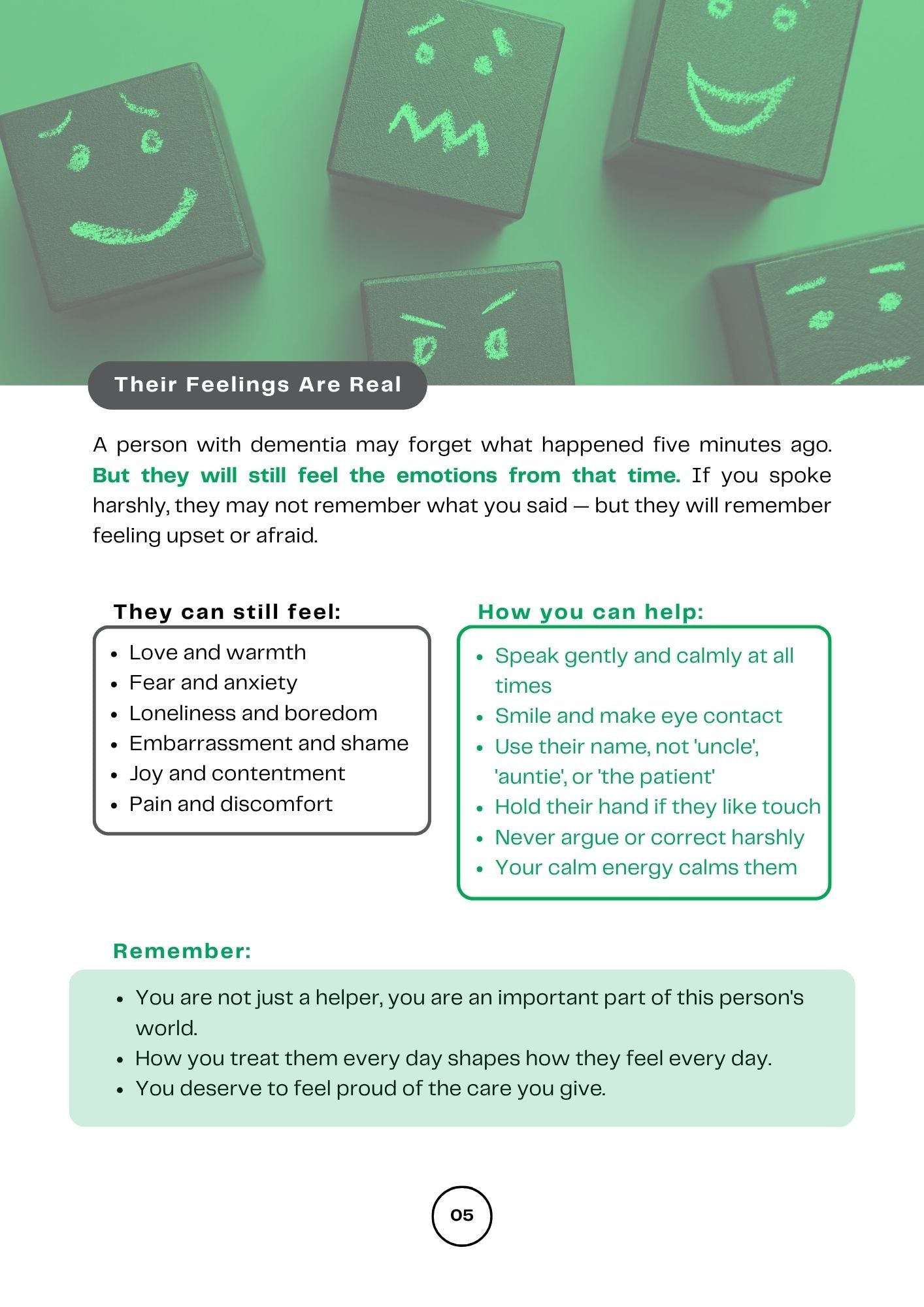 Chapter Two, about recognizing and responding to emotions in individuals with dementia on a green background.